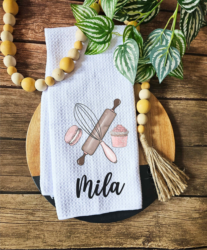 Personalized Dish Towel Custom Waffle Weave Kitchen Decor