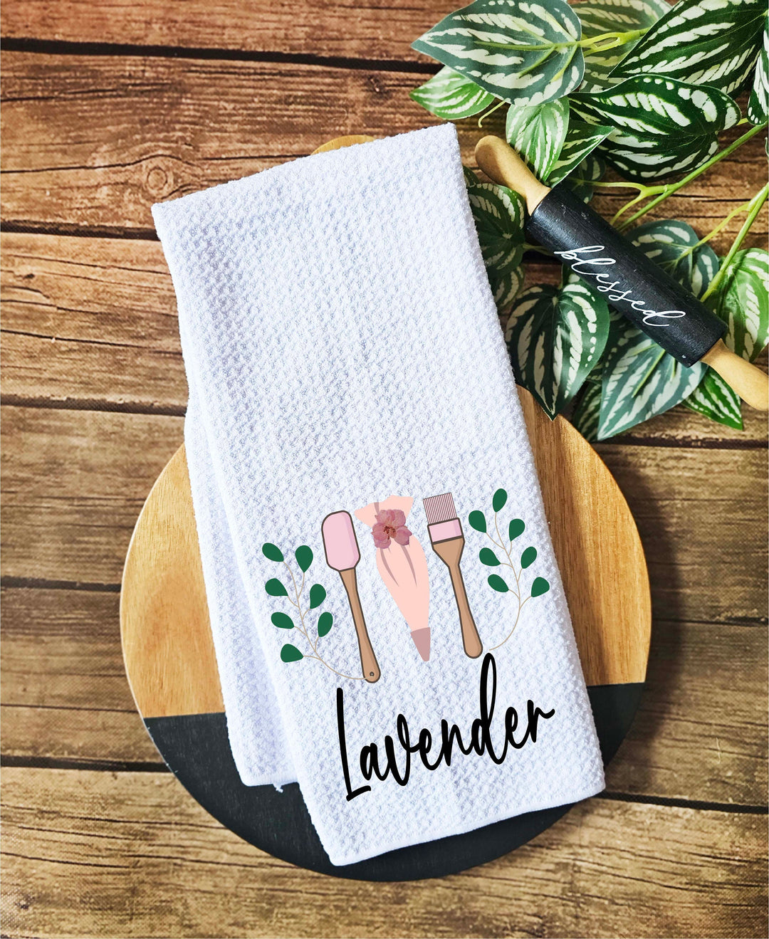 Personalized Floral Tea Towel Custom Dish Towel Kitchen Decor