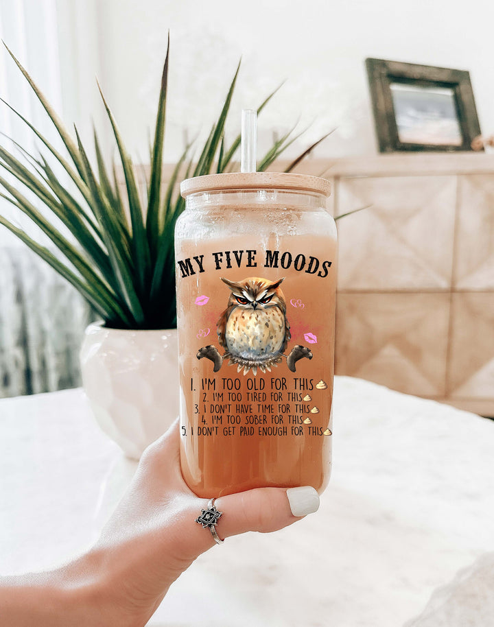 My Mood Iced Coffee Cup Sarcastic Funny Glass Tumbler
