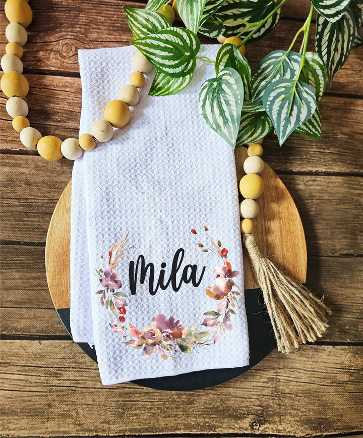 Monogram Kitchen Tea Towel Personalized Dish Towel Gift