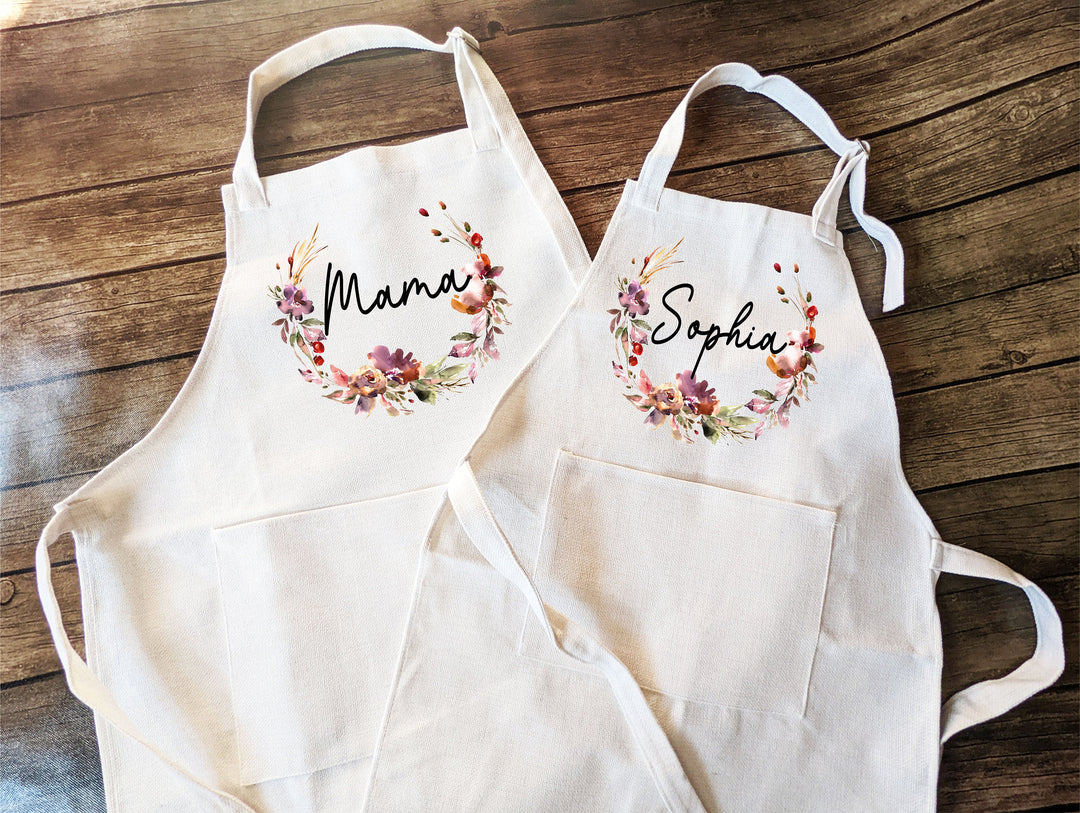 Personalized Apron for Women with Pocket Custom Oven Mitt Set
