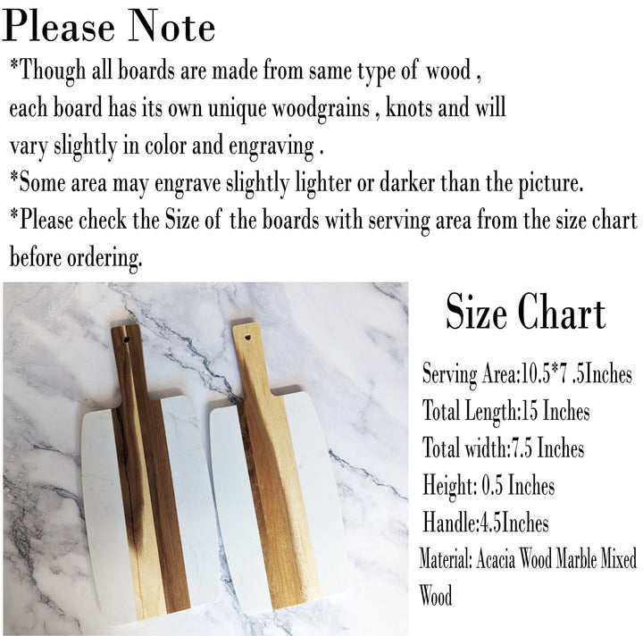Personalized Marble & Wood Cheese Board with Handle