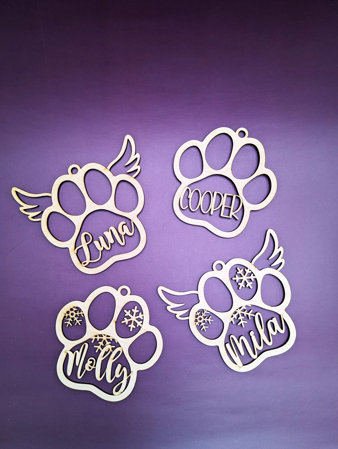 Personalized Pet Paw Ornament Christmas Pet memorial ornament Customized pet wood ornament Dog ornament Angel wing Dog paw tree Ornament Cat