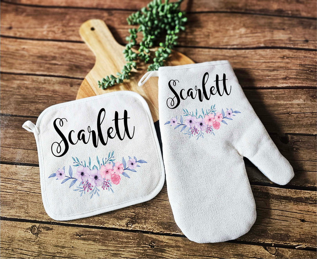 Custom Name Women Apron With Pocket Cooking Gift Set