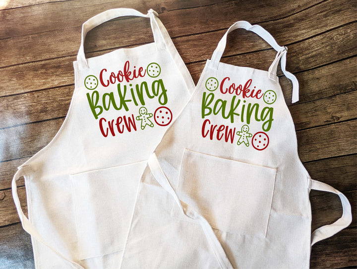 Holiday Cookie Baking crew aprons Adult and kids Christmas crew apron baking apron Christmas baking crew apron set Family matching apron