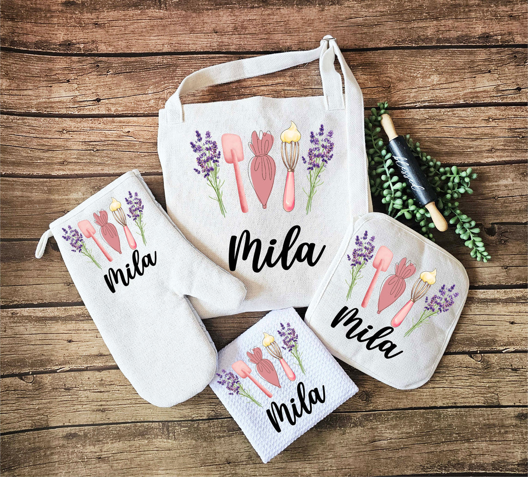 Custom Apron for women with pocket Personalized apron grandma Christmas Gift Kitchen apron mom Wedding gift for friend Housewarming gift set