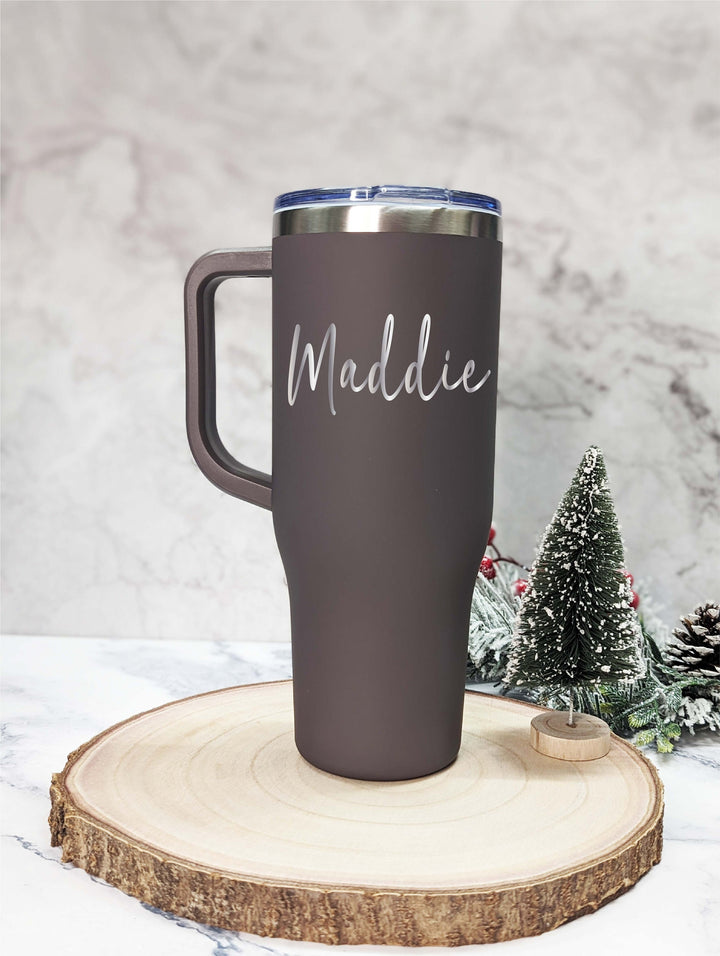 Personalized Laser Engraved Tumbler with handle Custom stainless steel tumbler with lid Bridesmaid gift tumbler Travel cup Tumbler 40oz