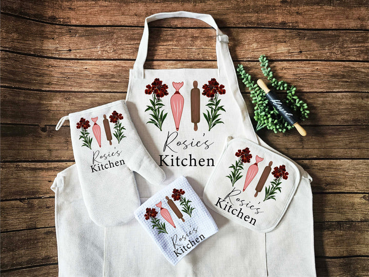Personalized Linen Kitchen Gift for Women Monogram Apron