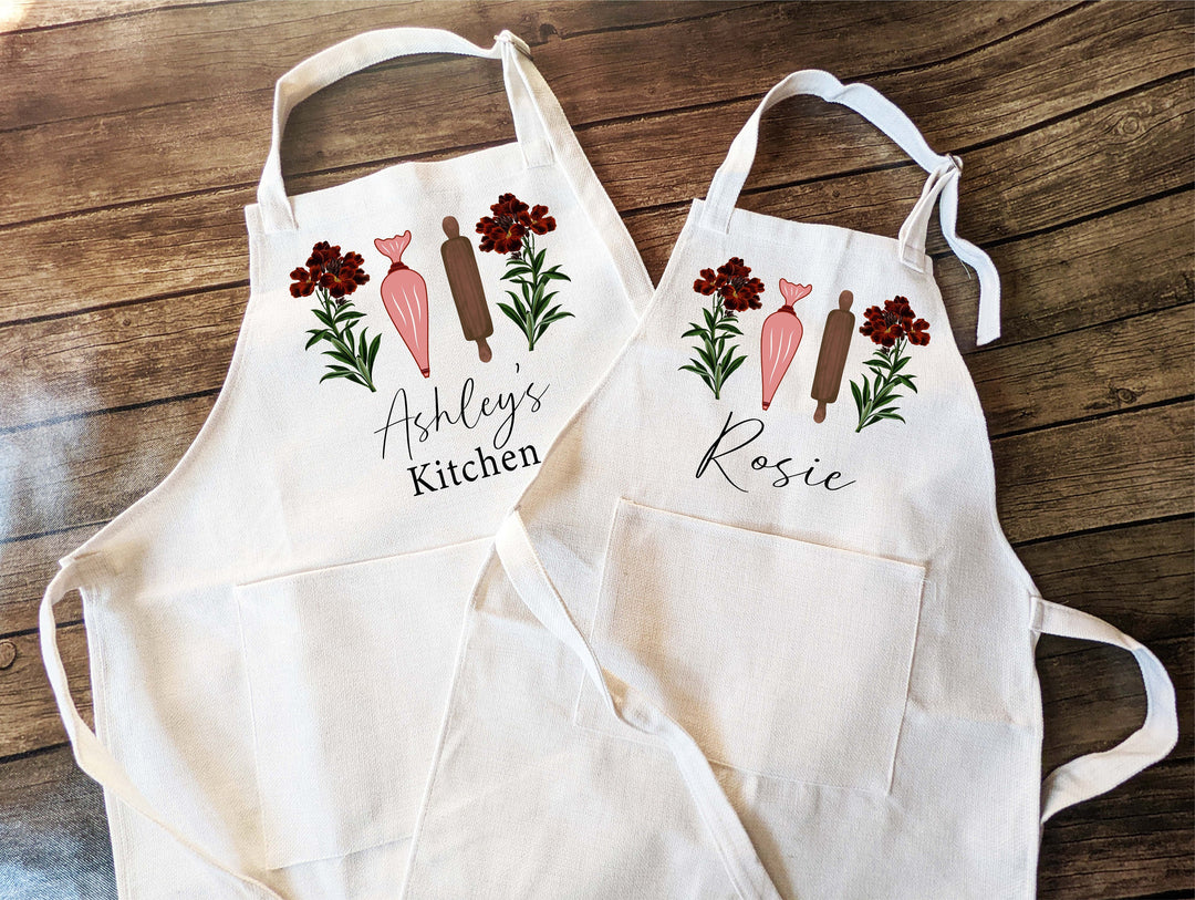 Personalized Linen Kitchen Gift for Women Monogram Apron
