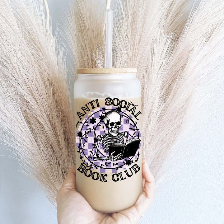 Reader Skeleton Iced Coffee Cup With Lid And Straw Gift