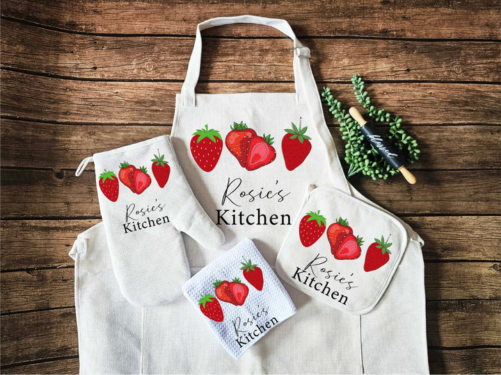 Personalized Apron for Women with Pocket and Baking Gift Set