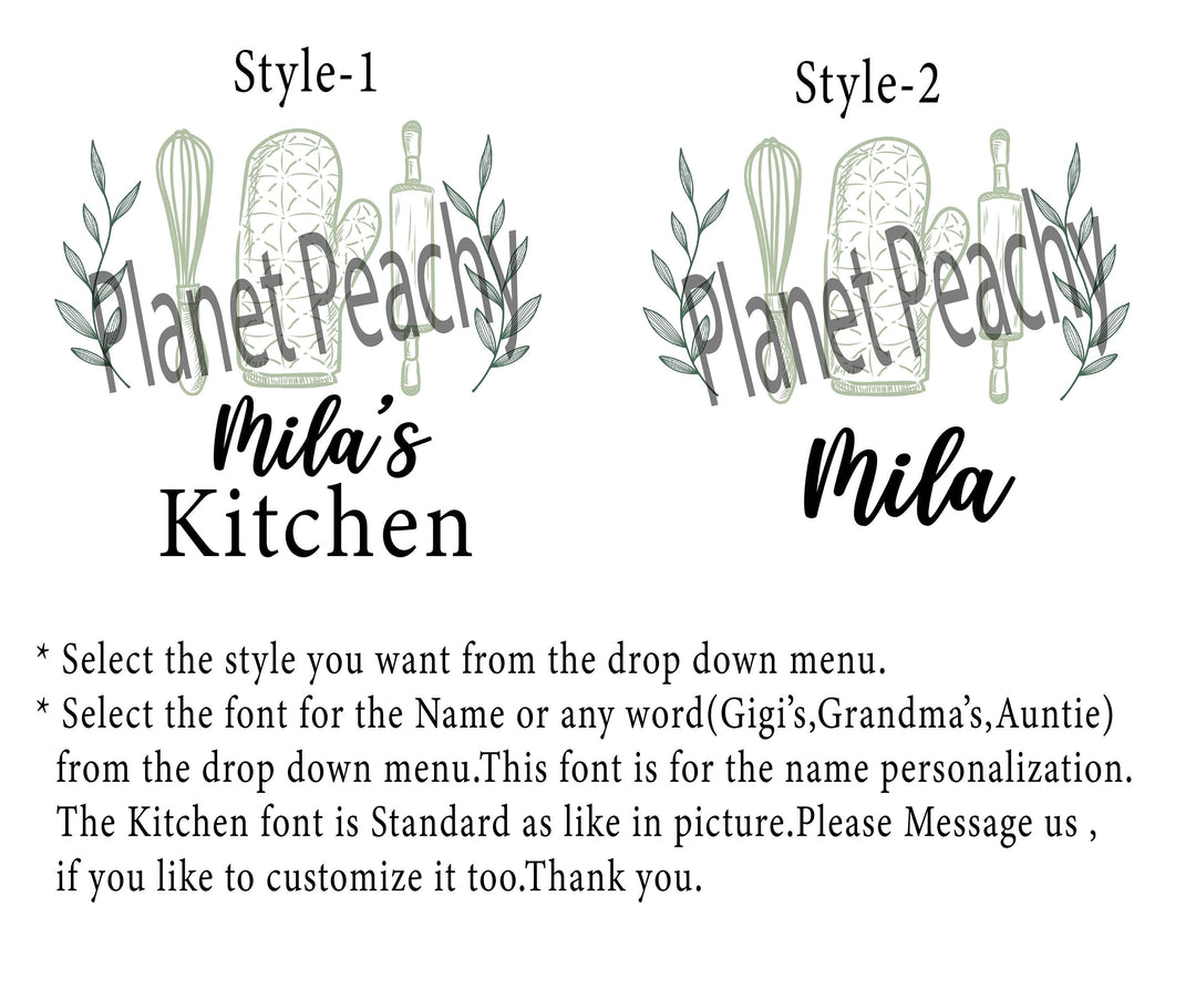 Personalized Linen Kitchen Apron, Mom & Daughter Matching