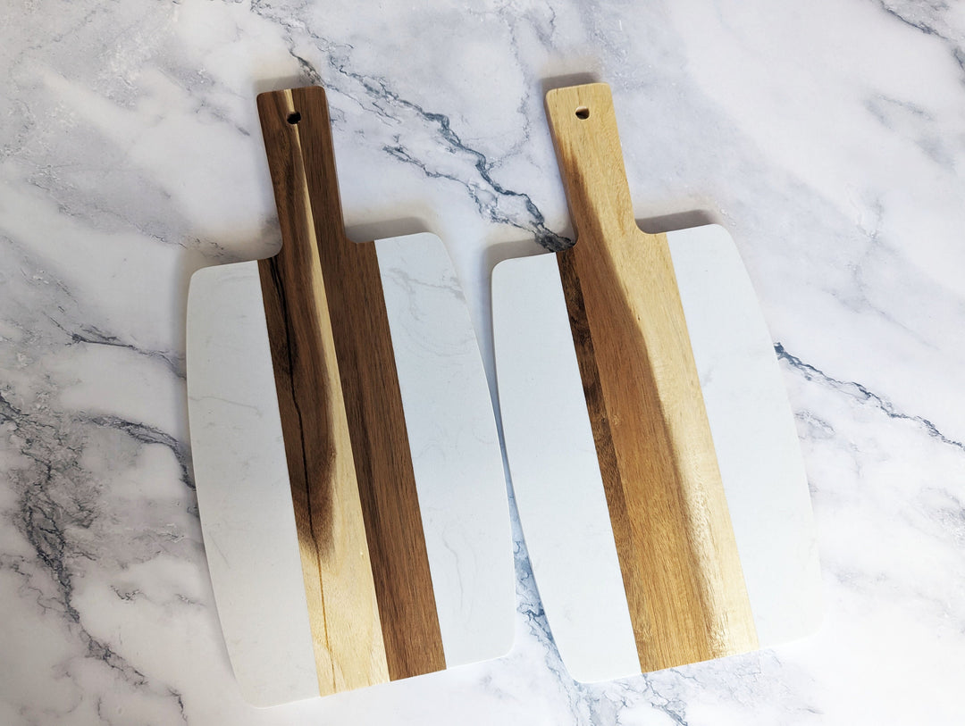 Personalized Marble Wood Charcuterie Board with Handle