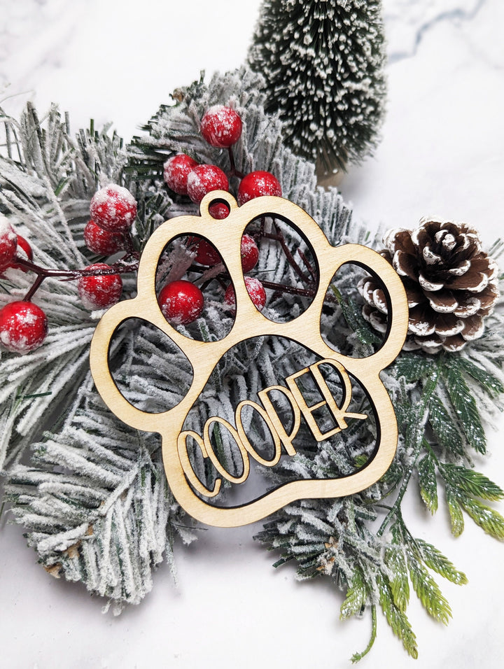 Personalized Pet Paw Ornament Christmas Pet memorial ornament Customized pet wood ornament Dog ornament Angel wing Dog paw tree Ornament Cat