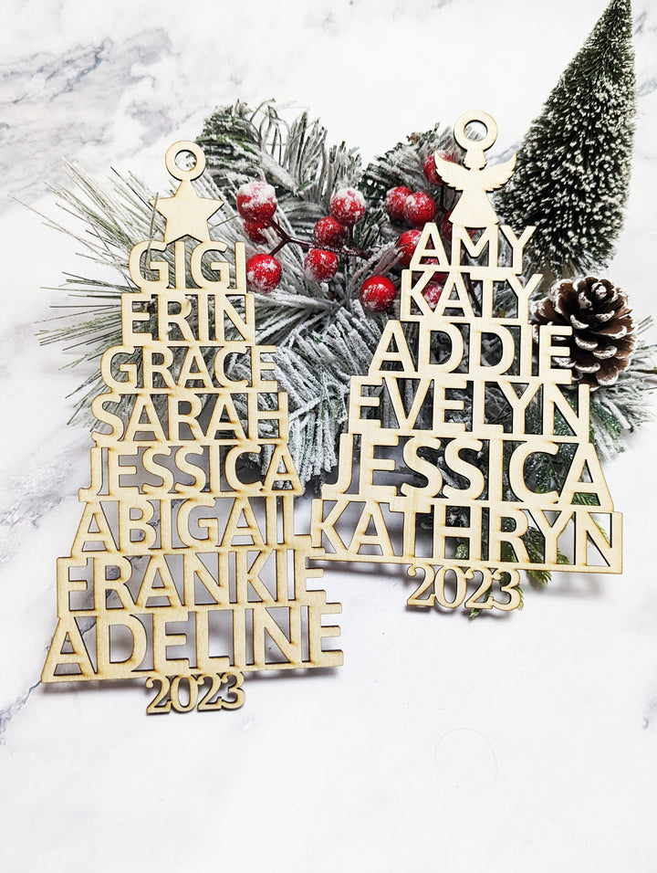 Personalized Christmas Ornament, Engraved Family Name Tree Decor