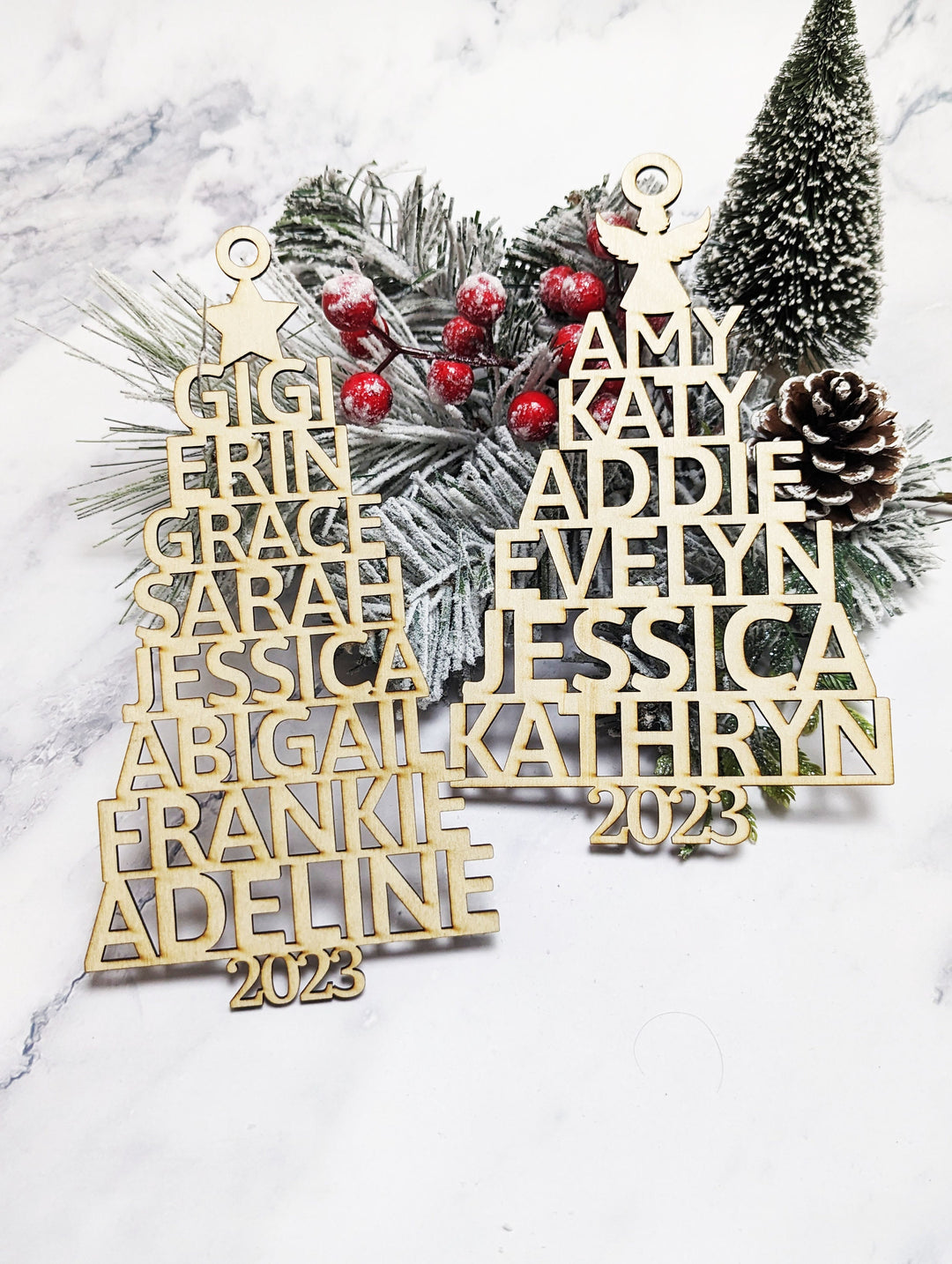 Personalized Christmas Ornament, Engraved Family Name Tree Decor