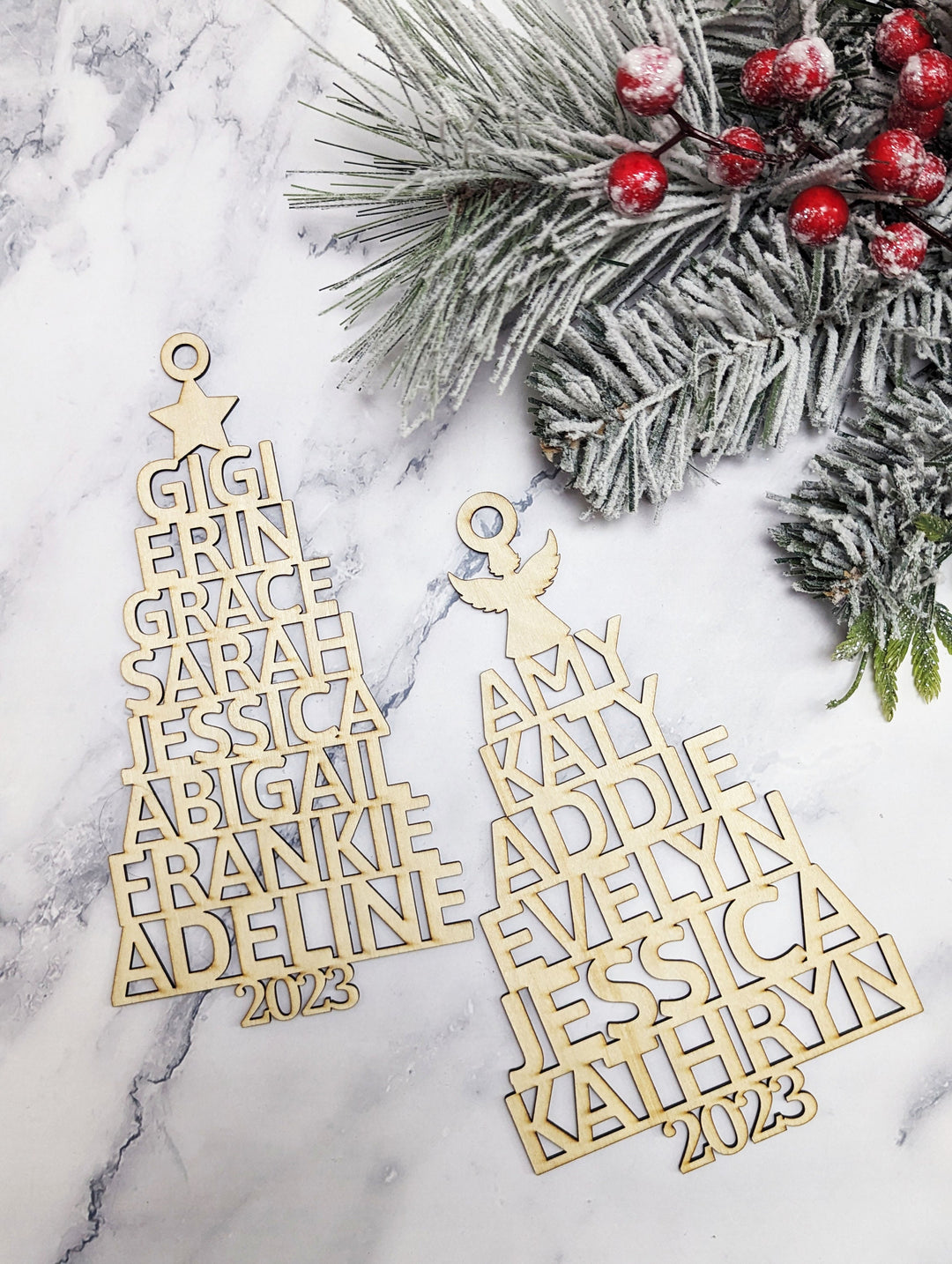 Personalized Christmas Ornament, Engraved Family Name Tree Decor