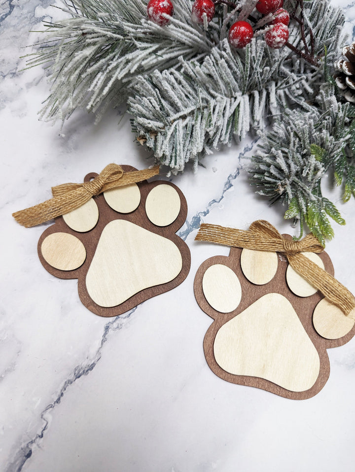 Personalized Pet Paw Christmas Ornament 🐾 | Custom Dog or Cat Name Wood Ornament 🎄 Perfect Holiday Décor for Pet Lovers & Keepsake! ✨