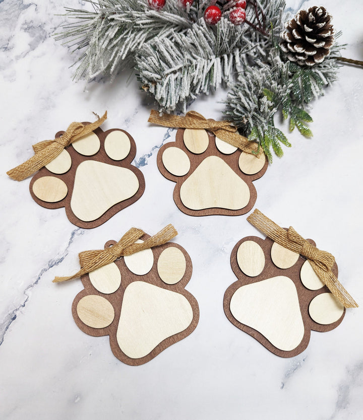 Personalized Pet Paw Christmas Ornament Custom Dog Cat Name
