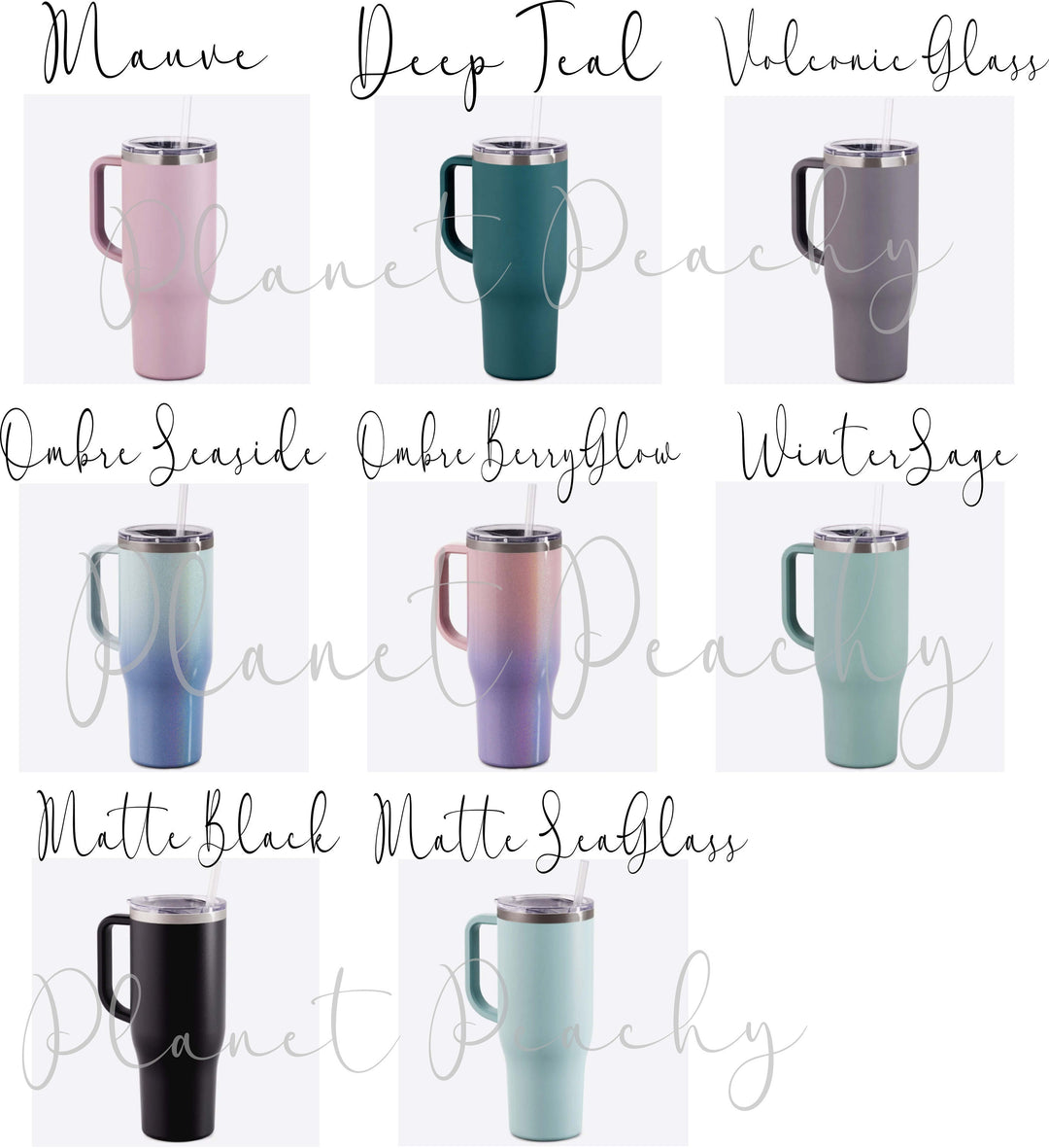 Floral Engraved Tumbler with Handle Personalized Travel Mug
