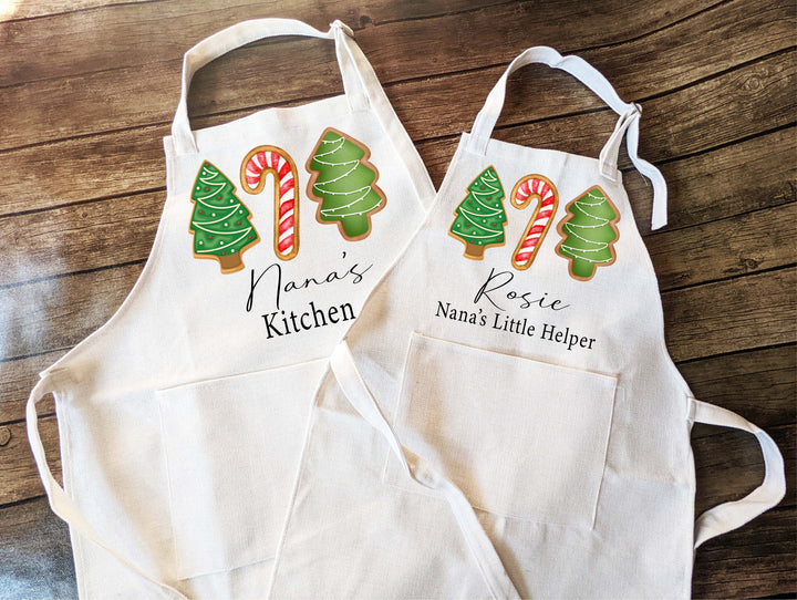 Holiday Apron For Women Personalized Nana's Little Helper