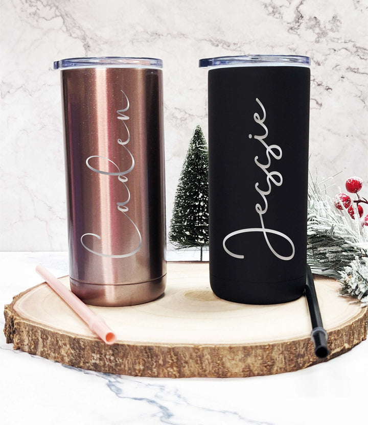 Personalized Skinny tumbler Laser Engraved Custom stainless steel tumbler Brides maid tumbler Skinny tumbler with name Customized tumbler