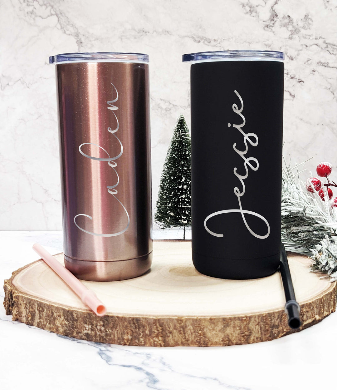 Personalized Skinny Tumbler Laser Engraved Custom Bridesmaid Tumbler