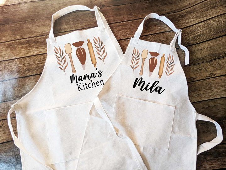 Mommy and me Matching apron for kids Adult with Pocket personalized adult apron kids birthday gift Baking Apron Custom Cooking Apron