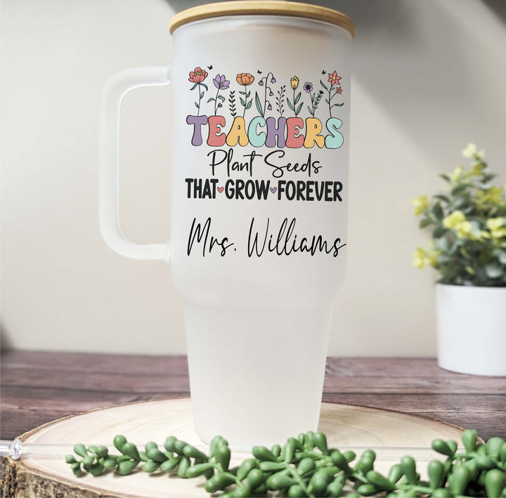 40 oz Teacher Tumbler with Handle end of year Teacher Gifts Teacher Travel Mug Personalized Christmas gift Teacher Tumbler Appreciation Week