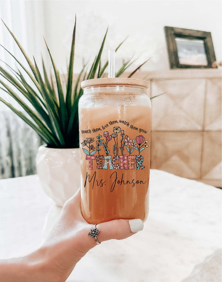 Personalized Teacher Coffee Cup with Lid and Straw Tumbler