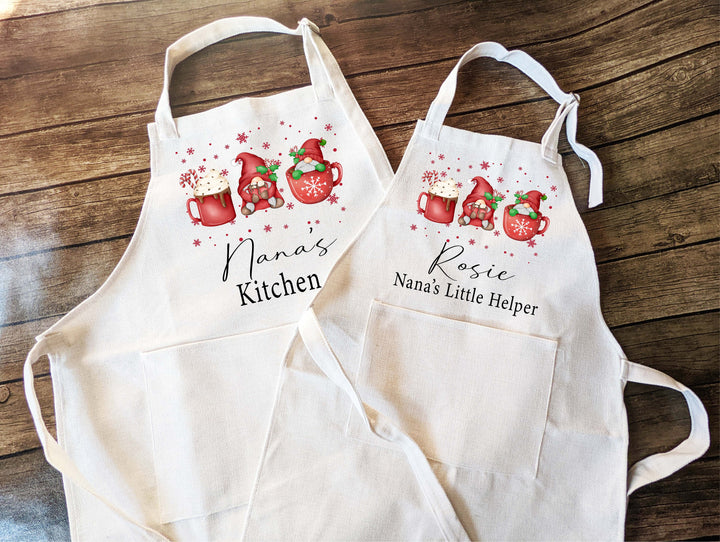 Personalized Nana's little helper apron for grandkids Customized&nbsp;Nana's kitchen apron with pocket Little helper apron Family matching apron