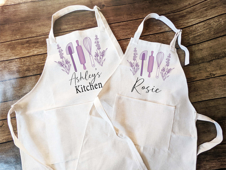 Personalized aprons for women with pocket Apron for kid Mommy daughter matching baking apron Holiday Family matching apron Cooking Apron set