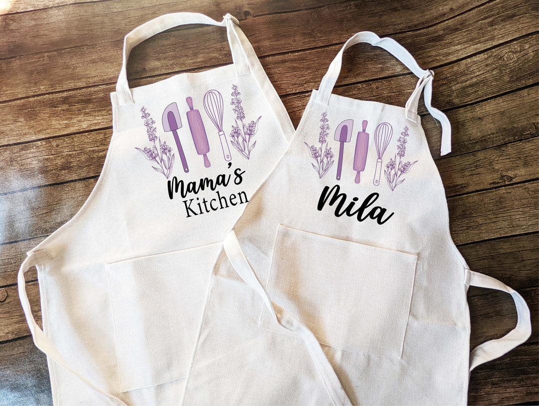 Aprons for women with pocket&nbsp;Name Apron kids Mommy daughter matching baking apron Holiday Family matching apron&nbsp;Cooking Apron Personalized