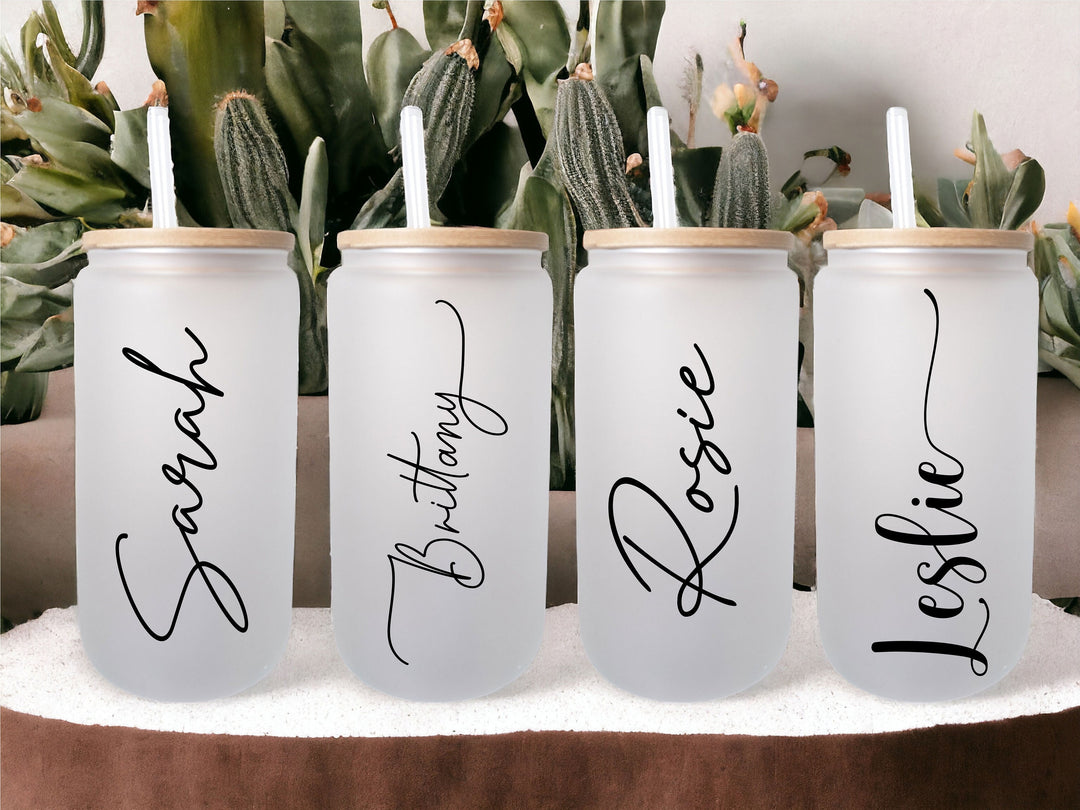 Bridesmaid proposal gift bachelorette gifts for bridesmaids Tumblers Set Personalized ice coffee Cups Maid of Honor Glass Can Coffee Cup