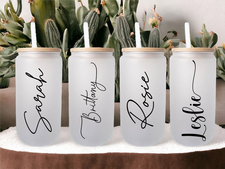 Bridesmaid proposal gift bachelorette gifts for bridesmaids Tumblers Set Personalized ice coffee Cups Maid of Honor Glass Can Coffee Cup