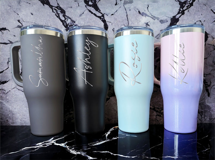 Personalized engraved Tumbler With Lid and Handle Custom name cup Bridesmaid Proposal gift Tumbler Travel Mug 40 oz Birthday gift for her