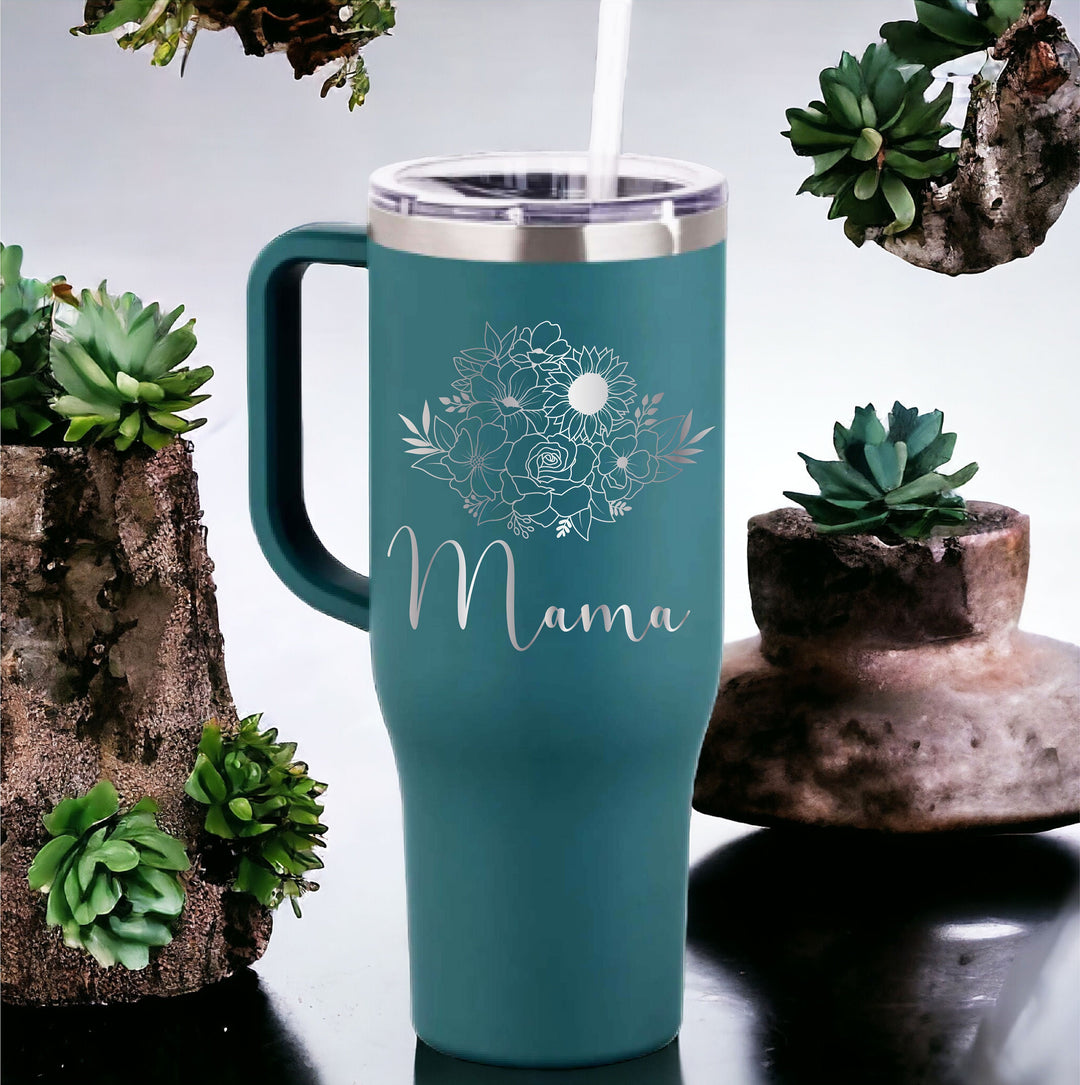 Personalized Mama Tumbler – Stylish 40 oz with Lid