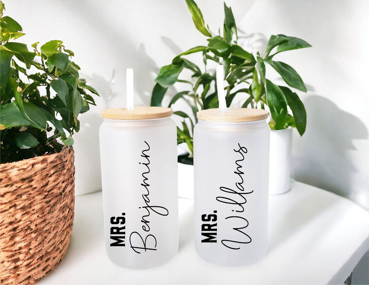 Personalized Future Mrs Iced Coffee Cup with Lid and Straw