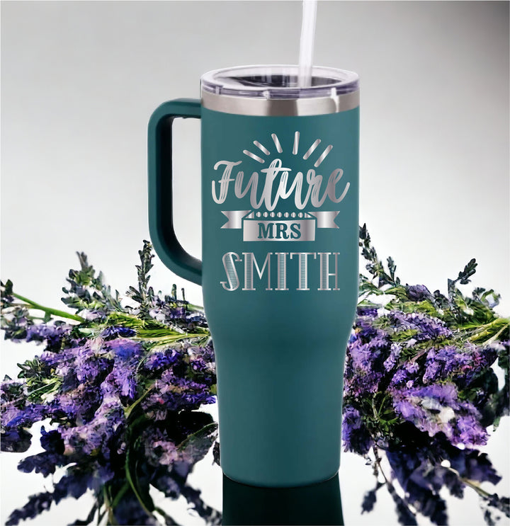 Future Mrs stainless steel Tumbler Personalized Gift for Future Mrs Bridal Shower Gift Engagement 40 oz tumbler with handle Custom Engraved