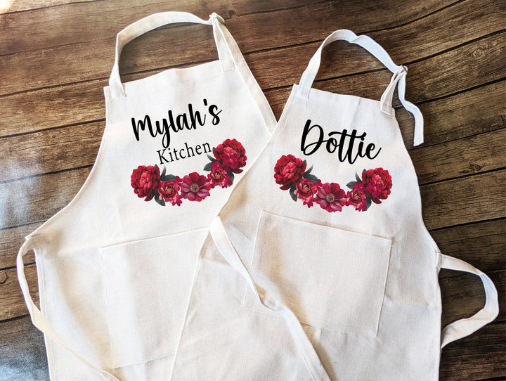 Personalized Women & Kids Apron Set with Pocket