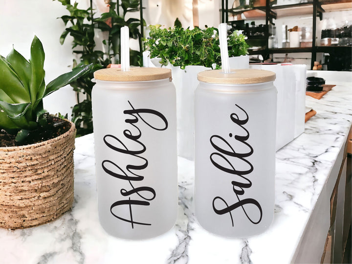 Bridesmaid proposal gift cup bachelorette gifts for bridesmaids Tumblers Set Personalized ice coffee Cups Maid of Honor Glass Can Coffee Cup