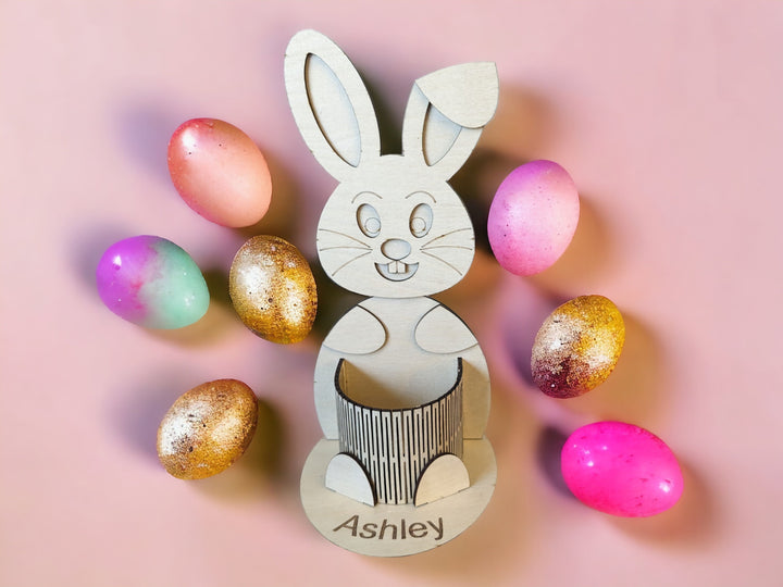 Personalized Easter Bunny Candy Holder - Engraved Box for Chocolate Eggs - Custom Easter Bunny Egg Organizer