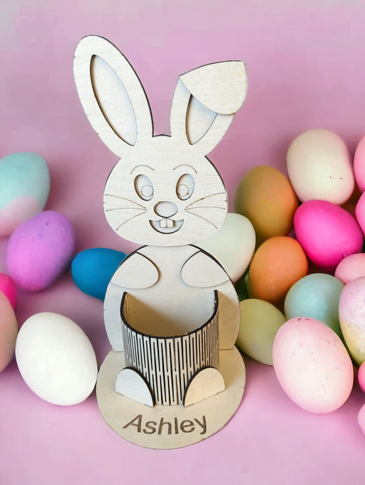 Personalized Easter Bunny Candy Holder - Engraved Box for Chocolate Eggs - Custom Easter Bunny Egg Organizer