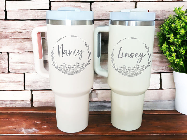 Custom Engraved cup 40oz&nbsp;Personalized Tumbler with Handle and Straw Bridesmaid Gifts Birthday gift for friend Engagement gift tumbler bride