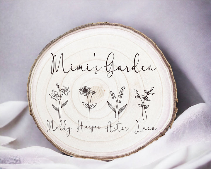 Personalized Birth Flower Gift for Grandma - Custom Nana’s Garden with Grandkids' Names - Perfect for Gigi, Mimi, Meemaw, and Home Decor