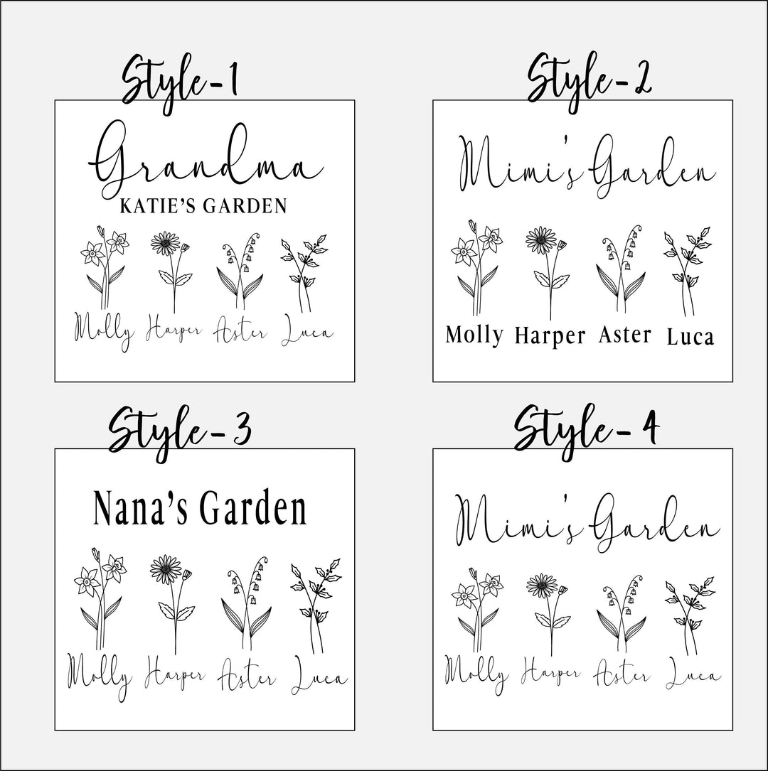 Personalized Birth Flower Gift for Grandma - Custom Nana’s Garden with Grandkids' Names - Perfect for Gigi, Mimi, Meemaw, and Home Decor