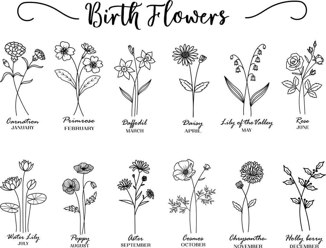 Birth Flower Gift Tumbler 40oz Personalized Handle Gift