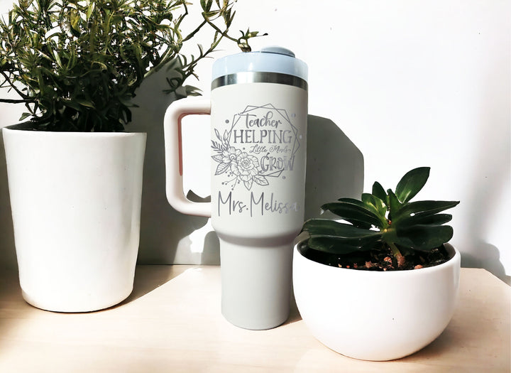 Personalized Teacher Tumbler - Helping Little Minds Grow