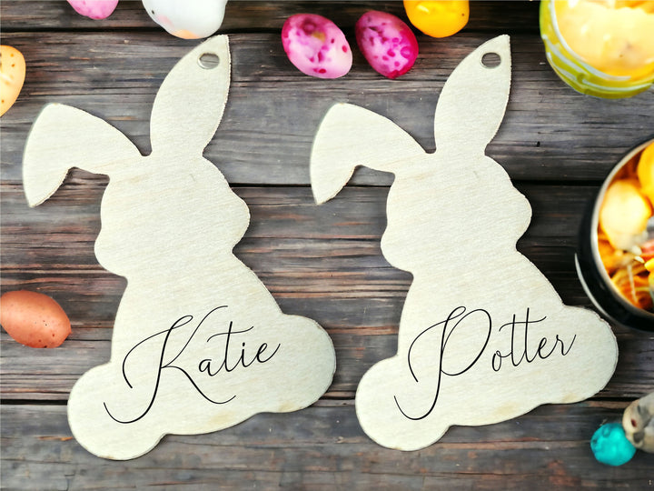 Personalized Easter Bunny Name Tag - Minimalist Egg and Bunny Tags for Kids' Easter Baskets