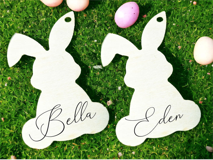 Personalized Easter Bunny Name Tag - Minimalist Egg and Bunny Tags for Kids' Easter Baskets